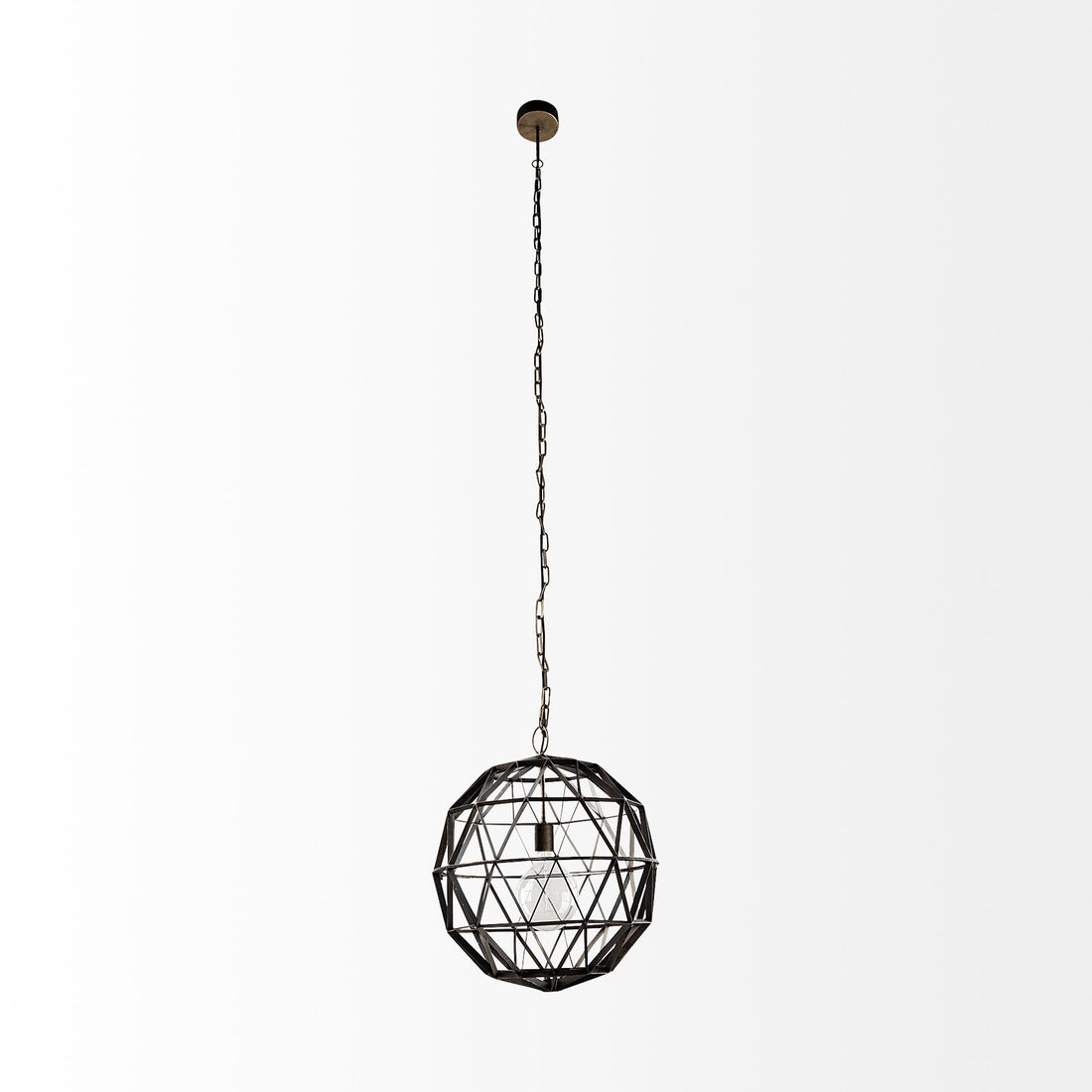 Black Metal Geometric Globe Hanging Light-1