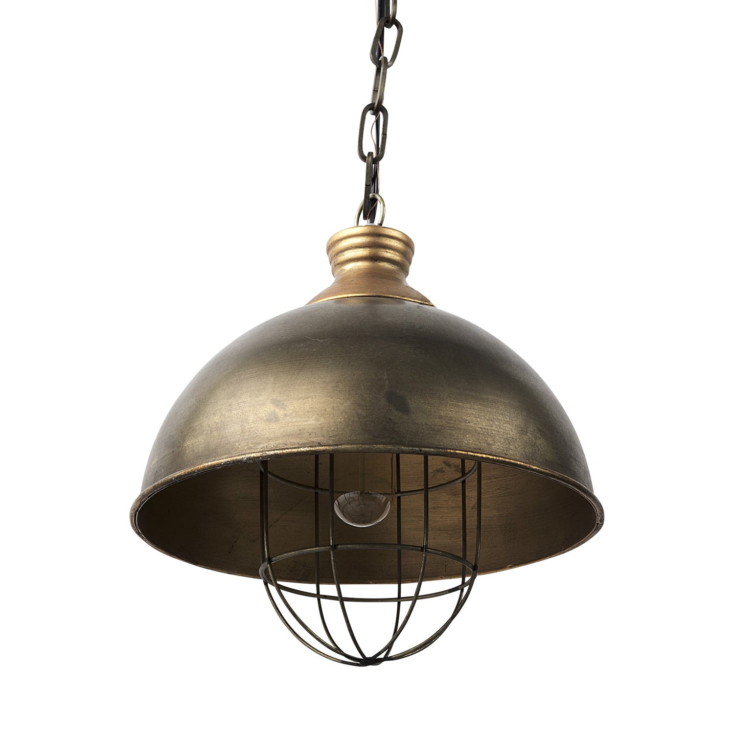 Distressed Bronze Metal Dome Hanging Light-0