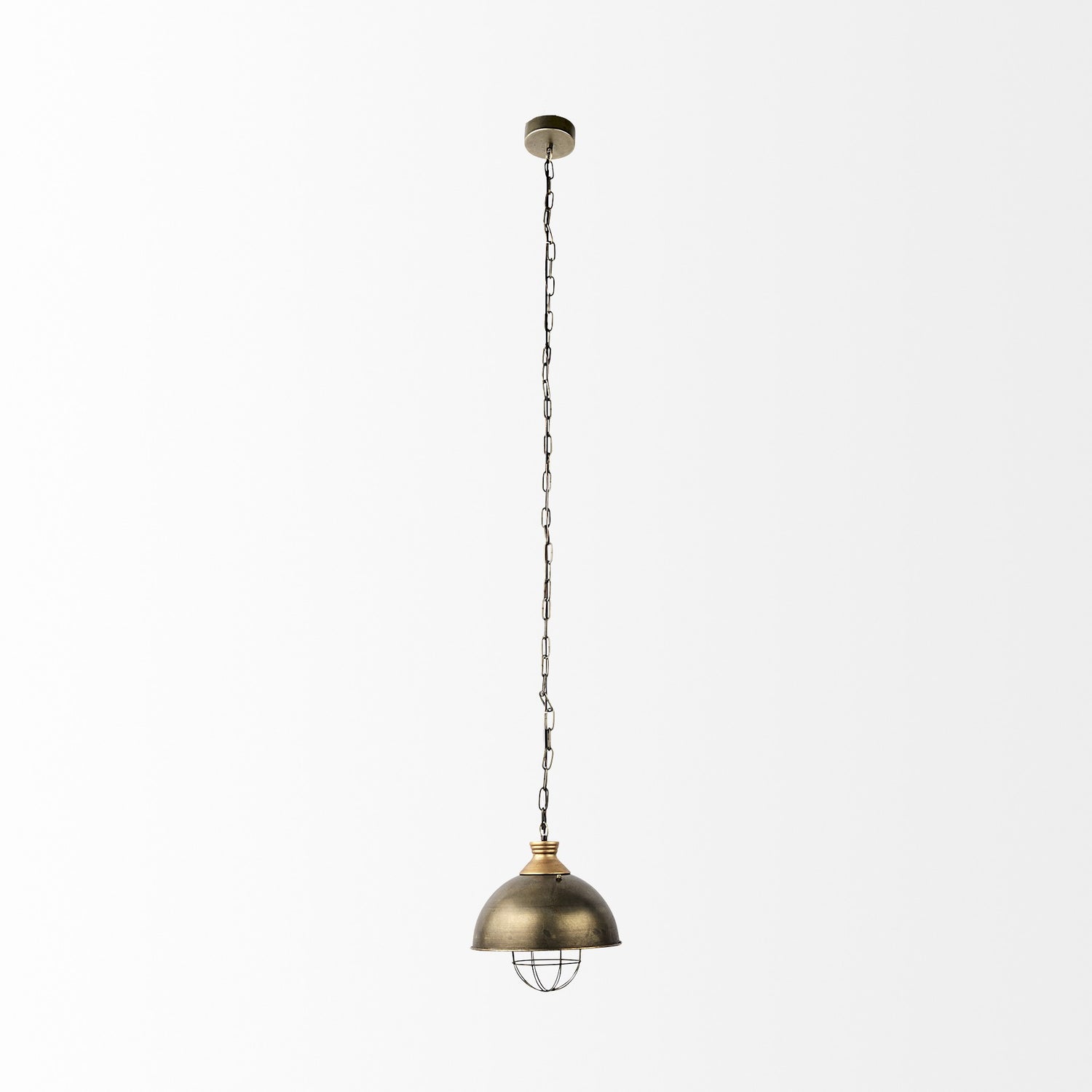 Distressed Bronze Metal Dome Hanging Light-1