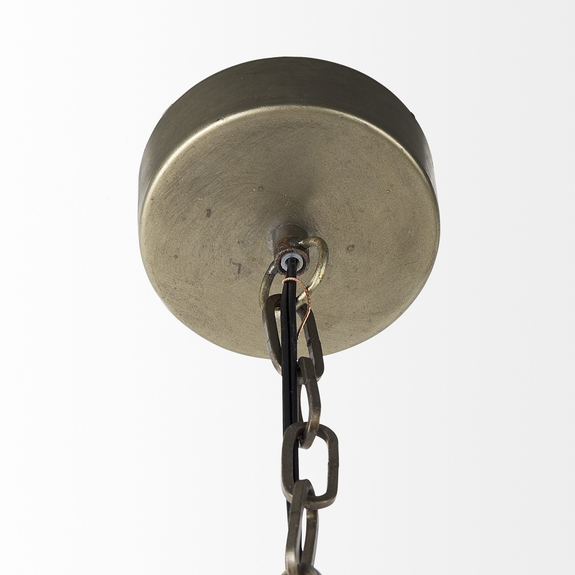 Distressed Bronze Metal Dome Hanging Light-3