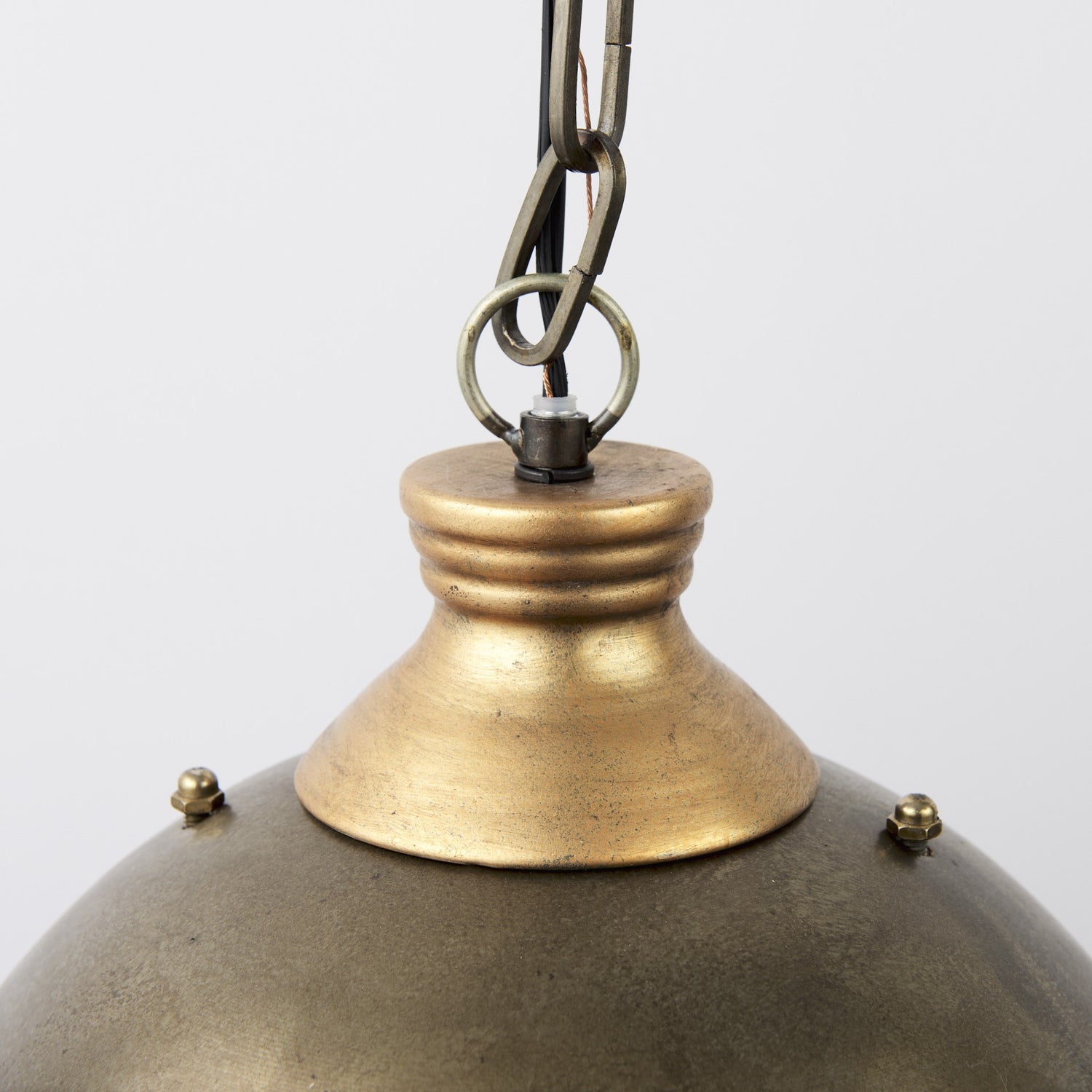 Distressed Bronze Metal Dome Hanging Light-4