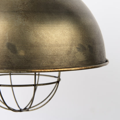 Distressed Bronze Metal Dome Hanging Light-5