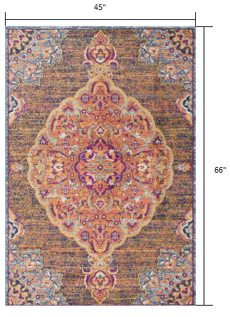 4’ x 6’ Rustic Orange Medallion Area Rug-3