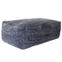 Navy Blue Patterned Rectangle Pouf-0