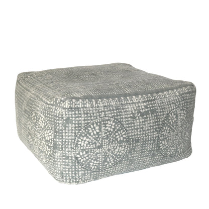 Light Gray Patterned Rectangle Pouf-0