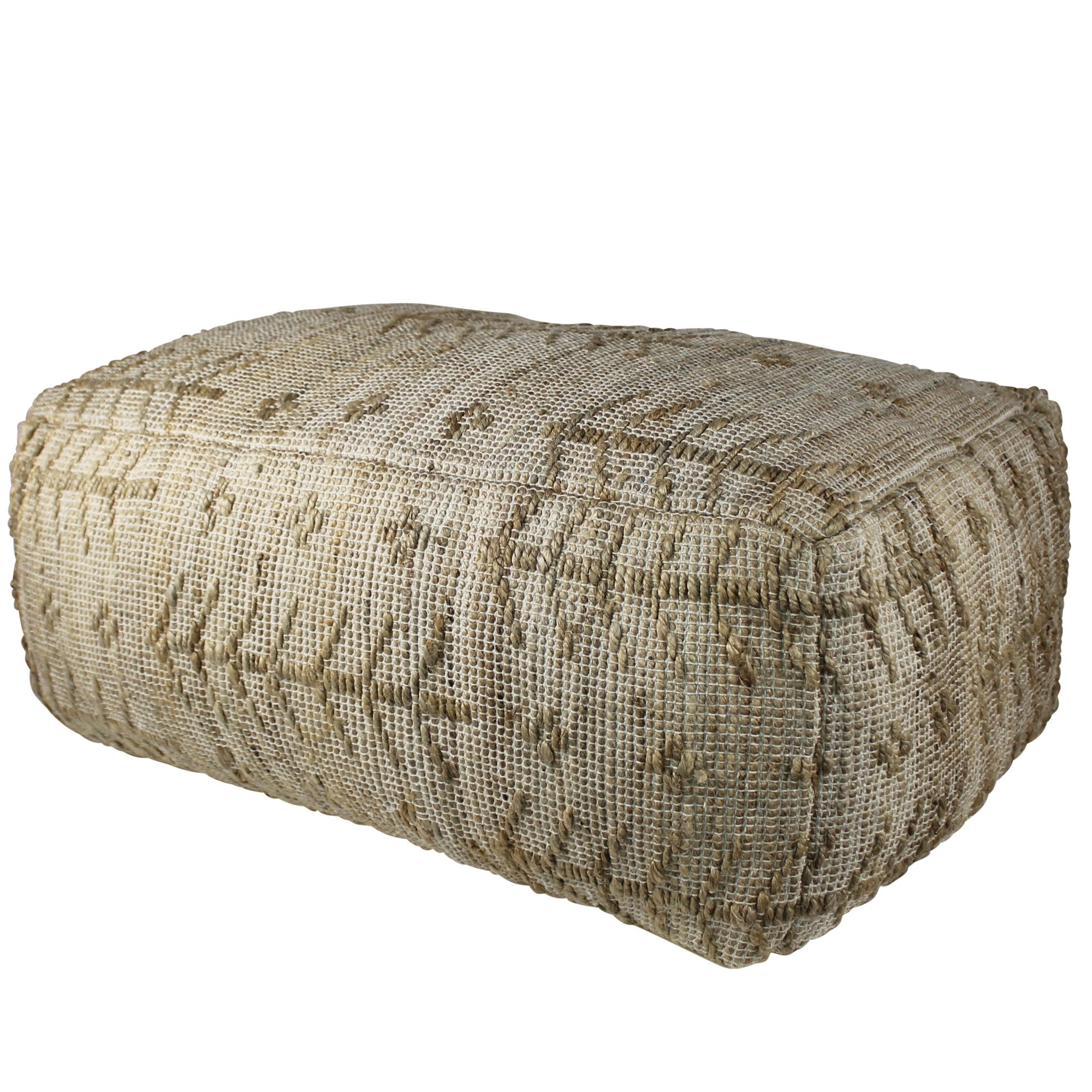 Natural Hemp Textured Rectangle Pouf-0