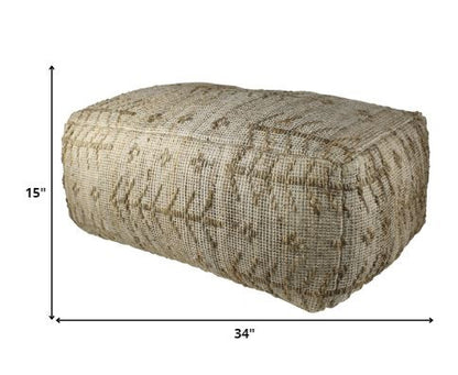 Natural Hemp Textured Rectangle Pouf-1