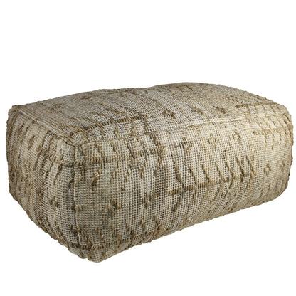 Natural Hemp Textured Rectangle Pouf-2