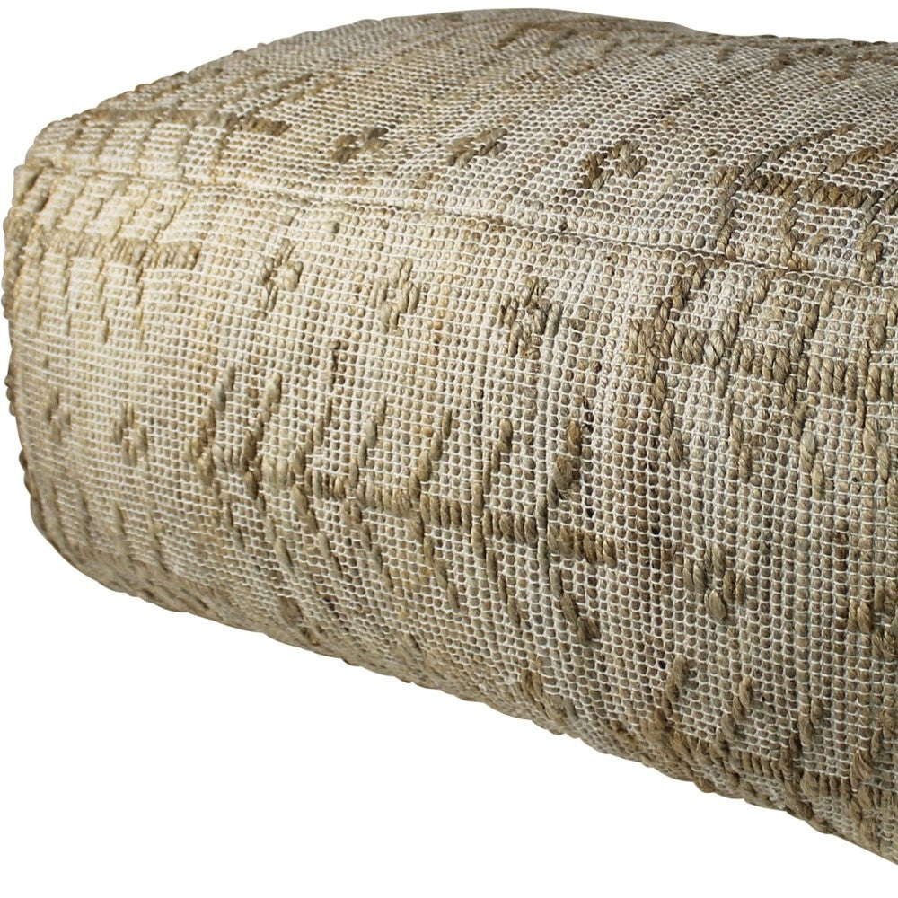 Natural Hemp Textured Rectangle Pouf-3