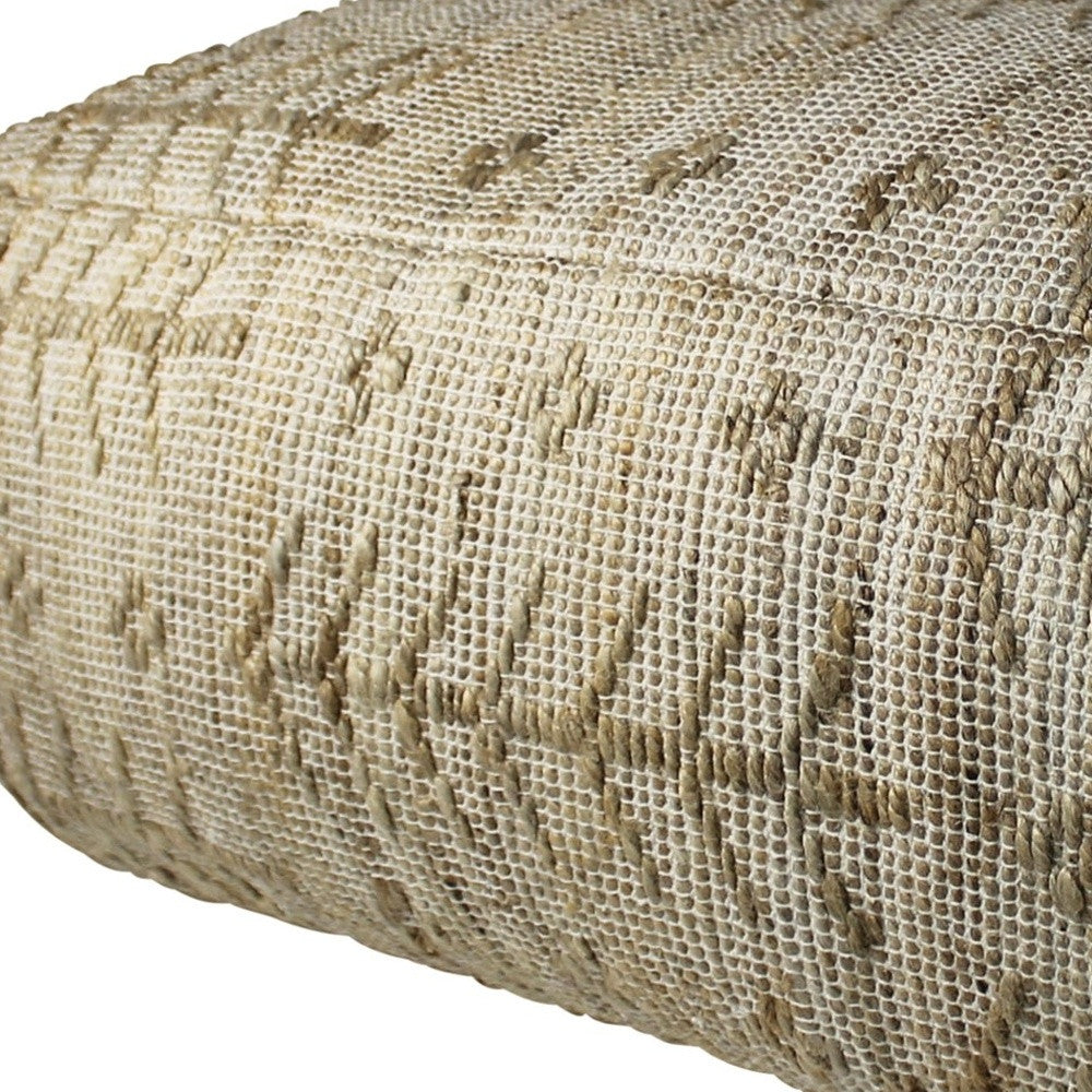 Natural Hemp Textured Rectangle Pouf-4