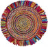 Multicolored Chindi and Natural Jute Fringed Round Rug-0