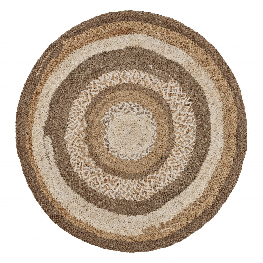 Multicolored Concentric Boutique Jute Rug-0