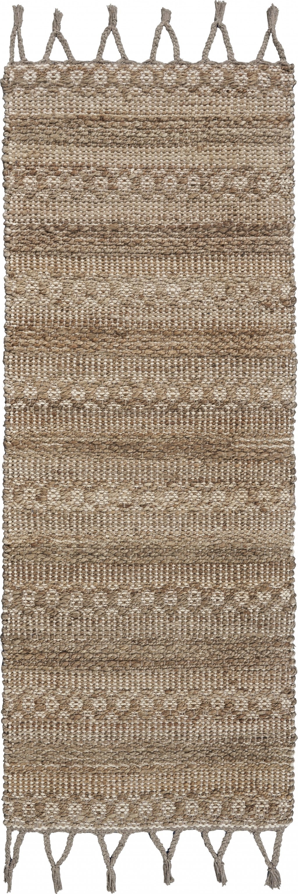 3’ x 4’ Tan Bohemian Tasseled Area Rug-0