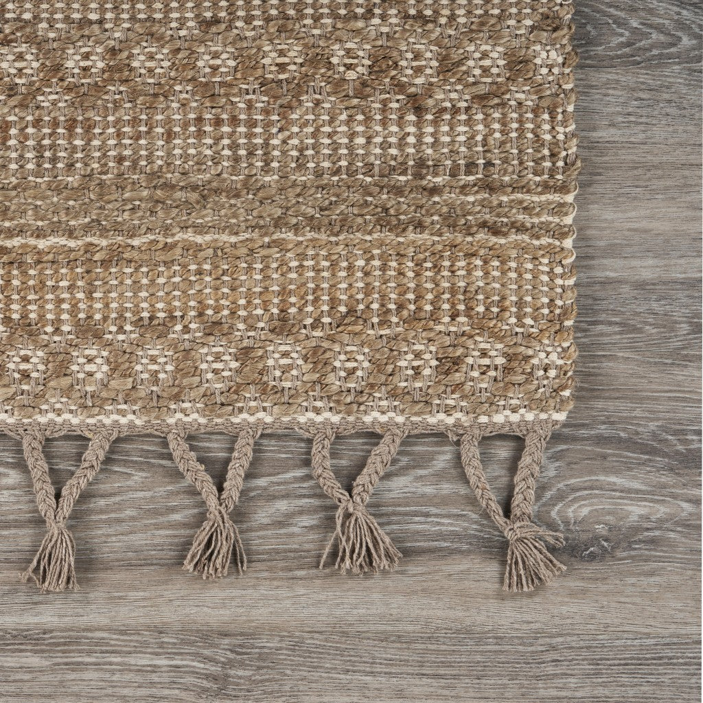 3’ x 4’ Tan Bohemian Tasseled Area Rug-5