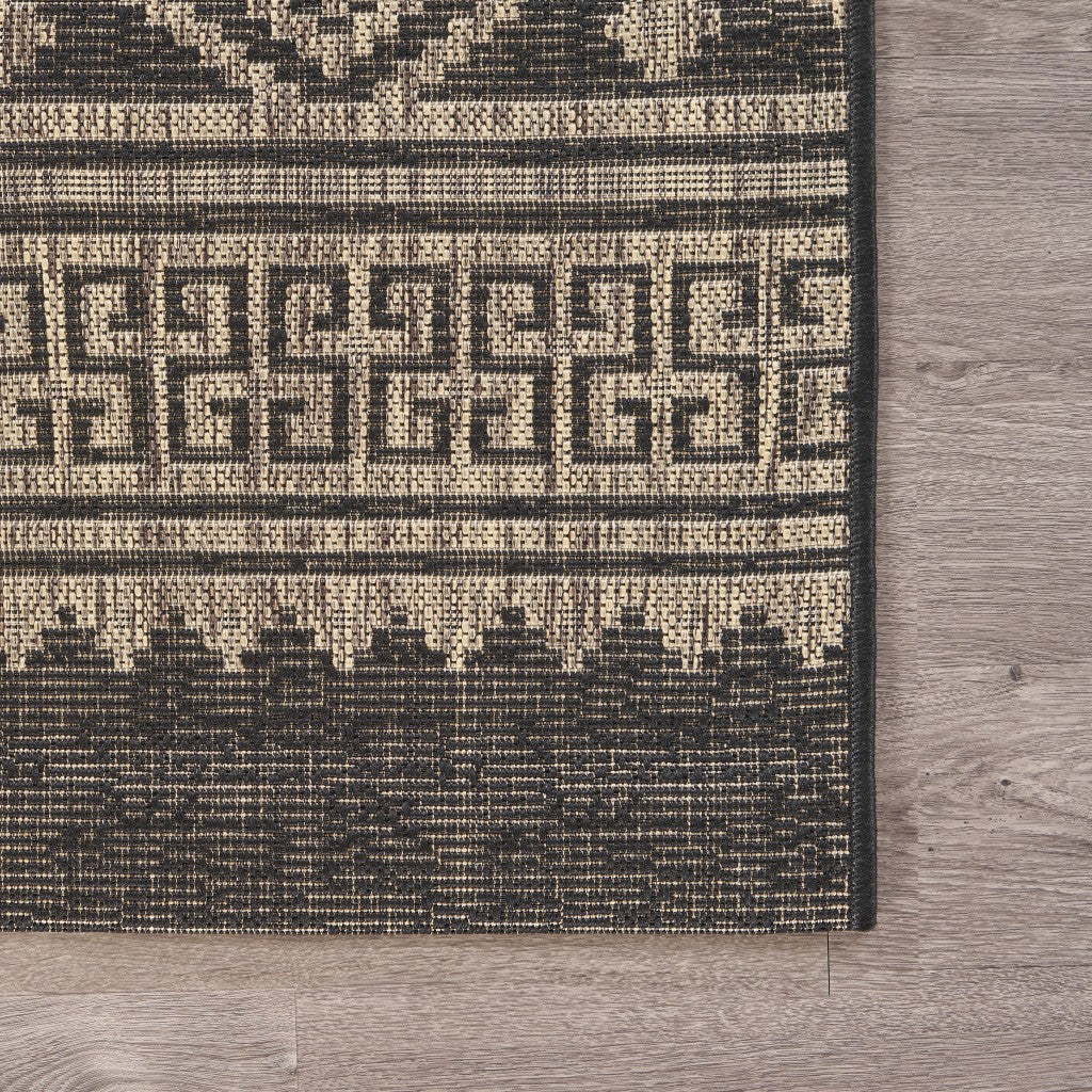 8’ x 10’ Black Geometric Indoor Outdoor Area Rug-5