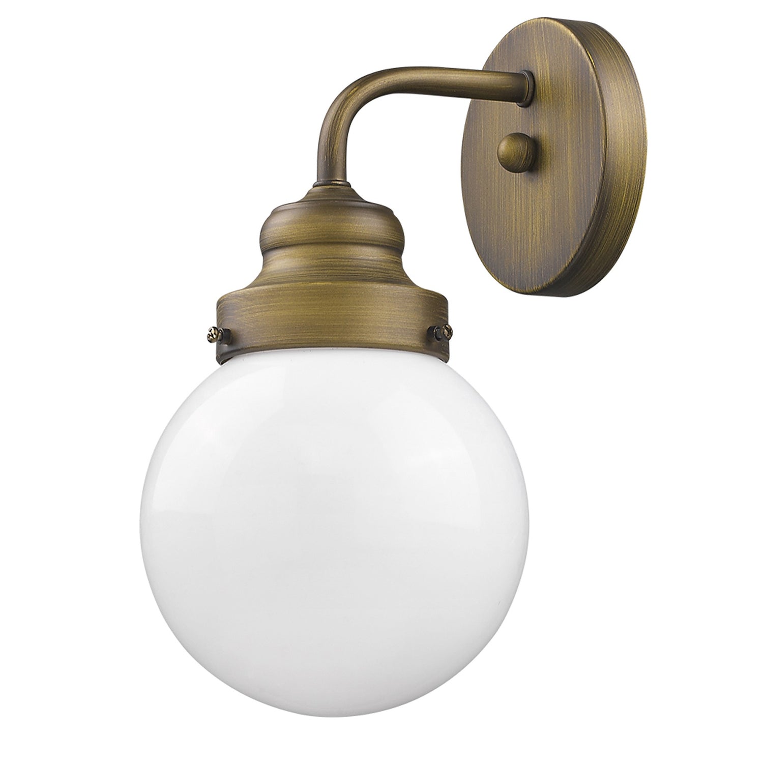 One Light Gold Wall Sconce with Round Glass Shade-0