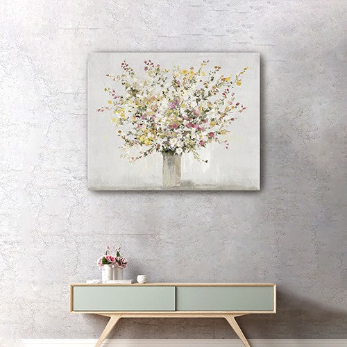 Large Colorful Wildflowers in a Vase Canvas Wall Art-1