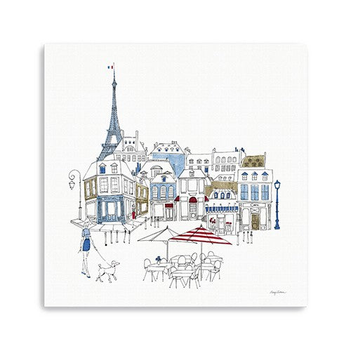 40&quot; French Café with Red and Blue Accents Canvas Wall Art-0