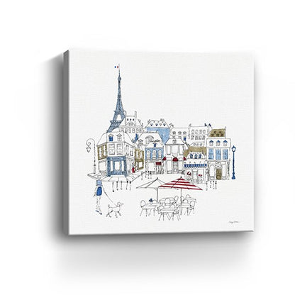 40&quot; French Café with Red and Blue Accents Canvas Wall Art-2