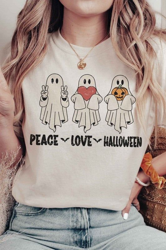 PEACE LOVE HALLOWEEN Graphic Tee