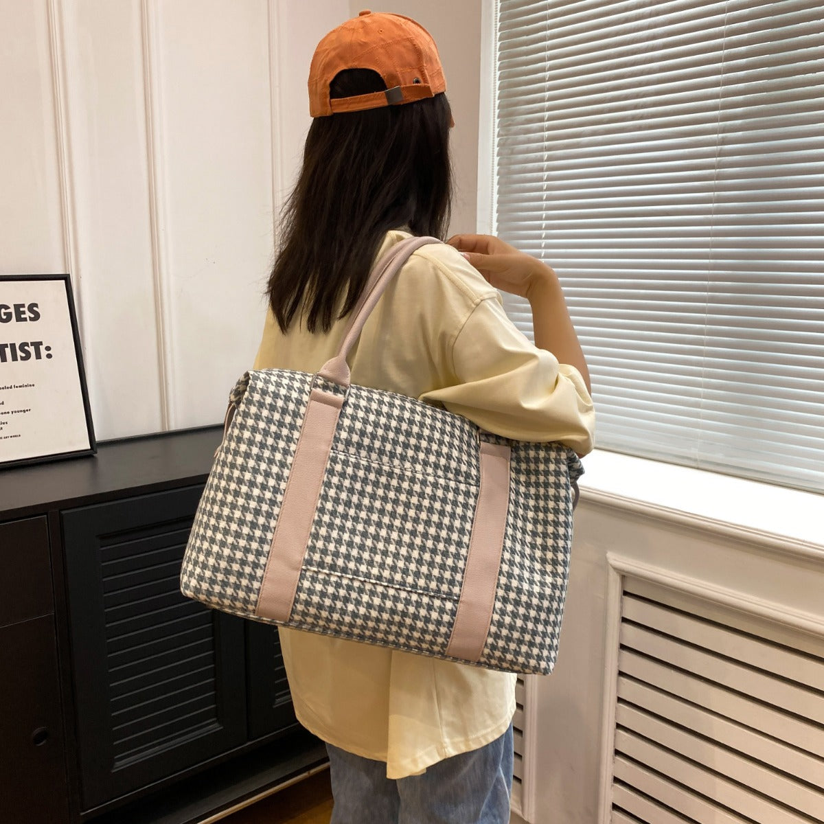 Houndstooth Canvas Travel Bag