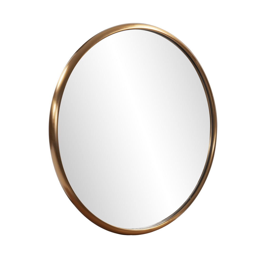 20&quot; Antiqued Brushed Brass Round Wall Mirror-1