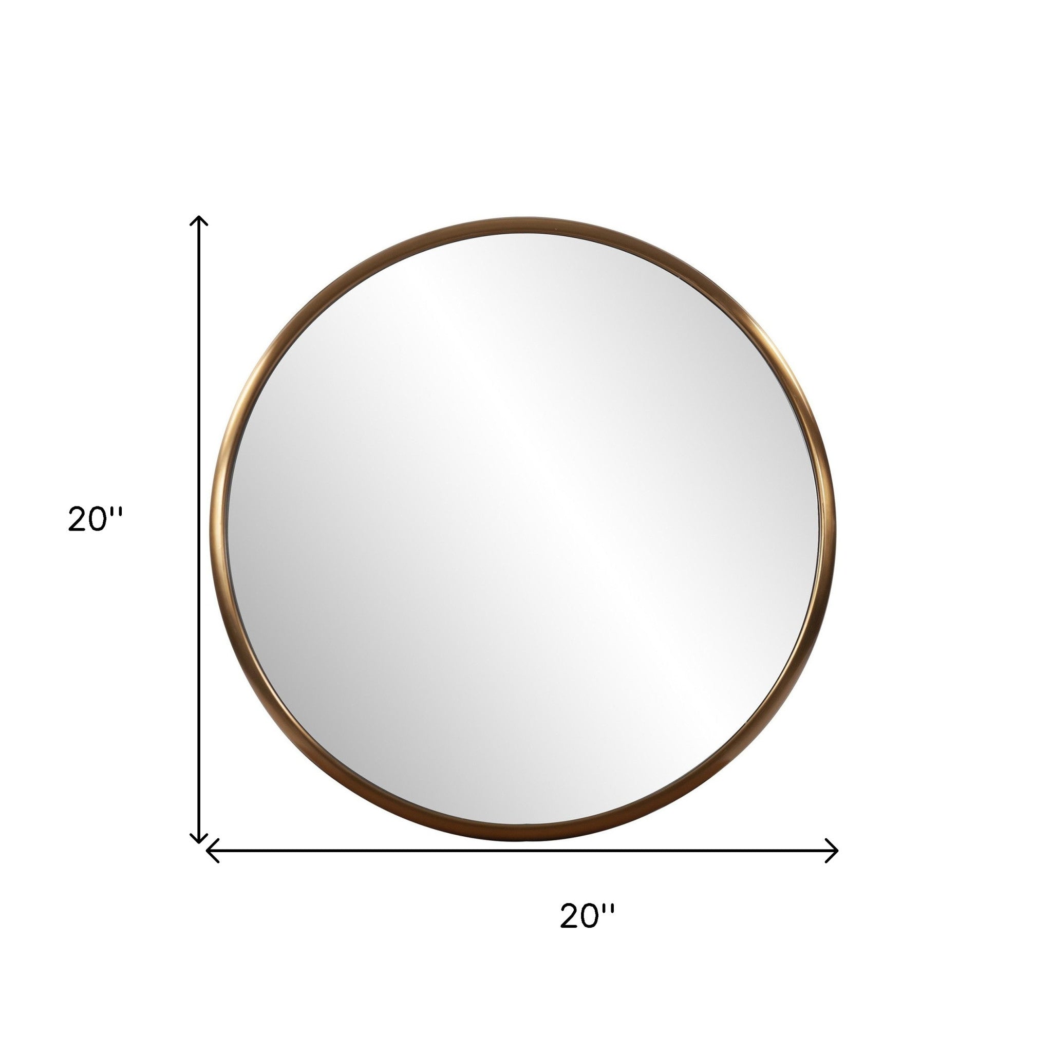 20&quot; Antiqued Brushed Brass Round Wall Mirror-3