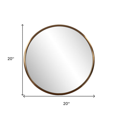 20&quot; Antiqued Brushed Brass Round Wall Mirror-3