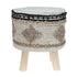 Boho Beige and Black Cotton Jute Stool-0