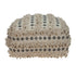 Boho Fringed Beige and Black Handwoven Pouff Ottoman-0