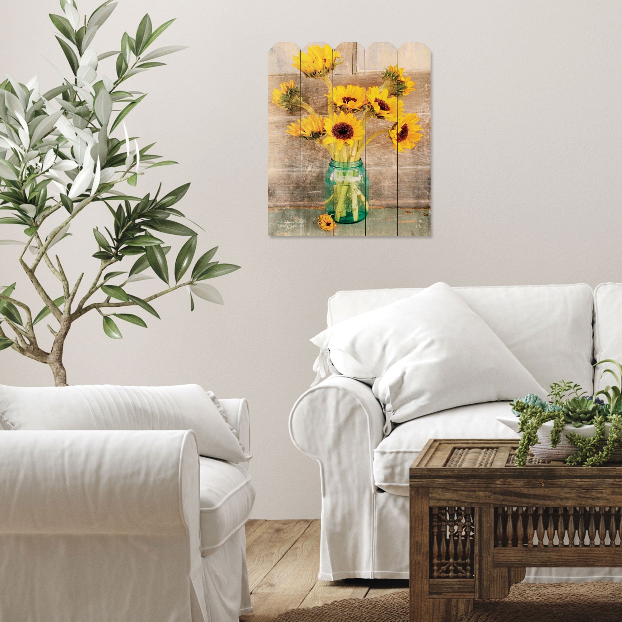 Country Sunflowers Unframed Print Wall Art-1