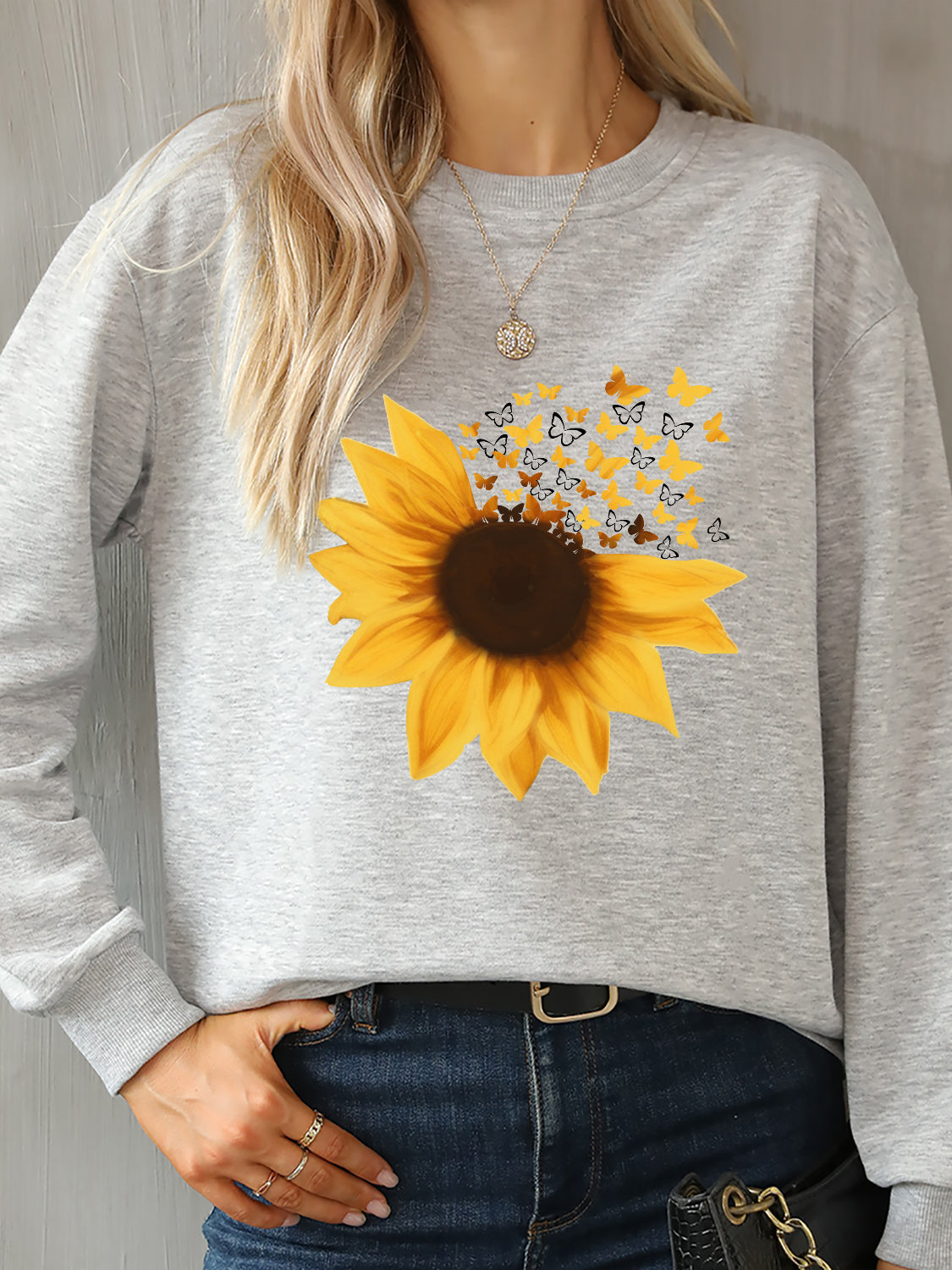 Sunflower Round Neck Dropped Shoulder Sweatshirt