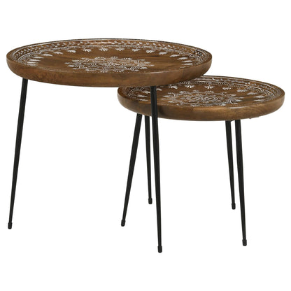 Honey and Black 2-Piece Nesting Table-2