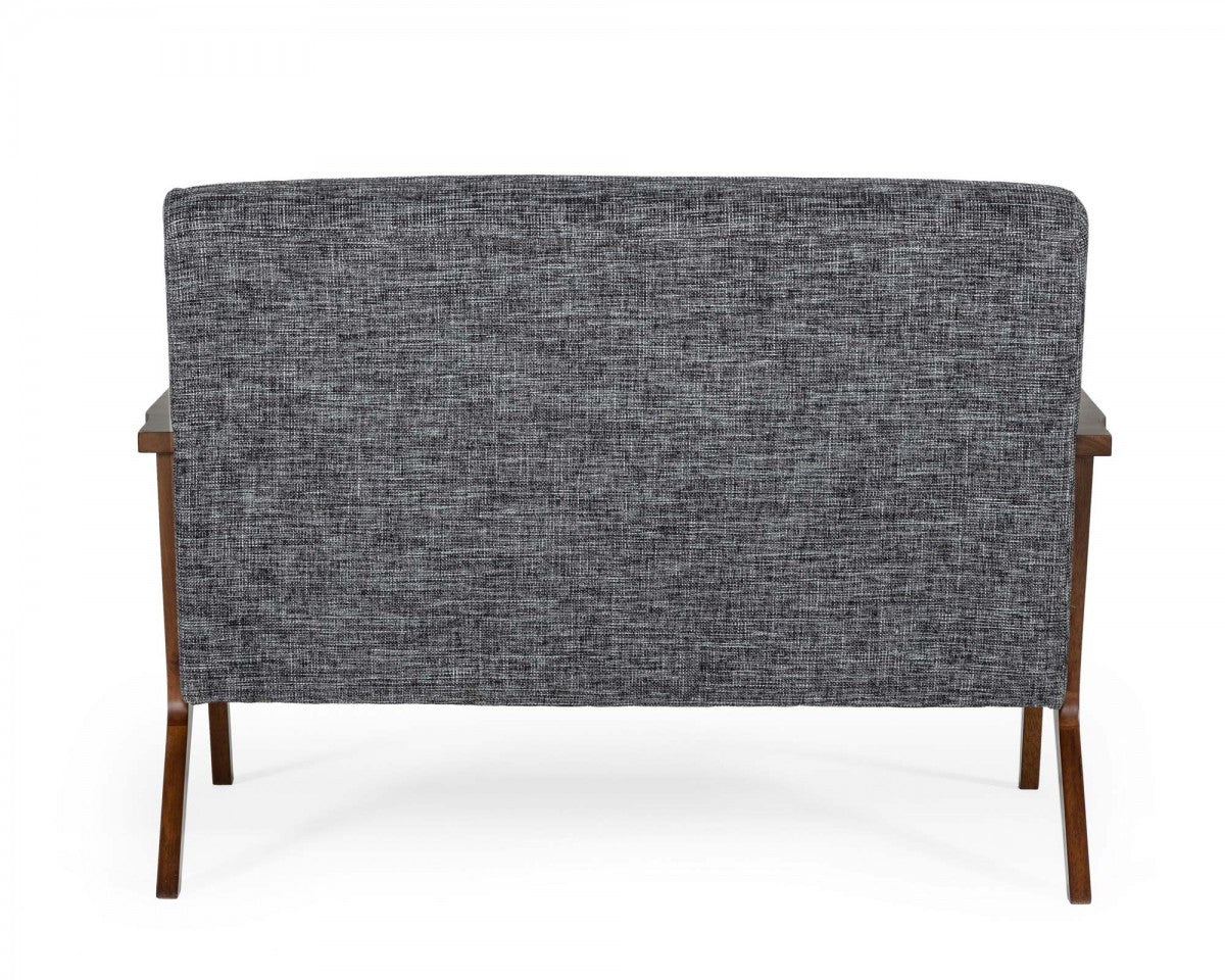 Compact 44&quot; Grey Fabric And Walnut Veneer Loveseat-4