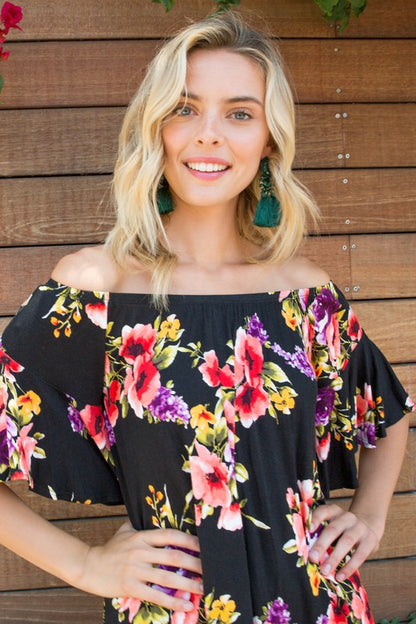 PLUS OFF SHOULDER RUFFLE SLEEVE TOP