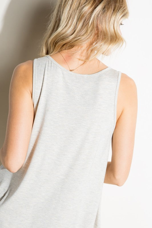 STRIPE SOLID MIXED POCKET TANK TOP