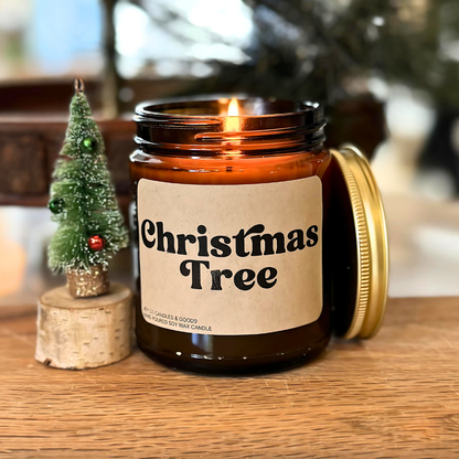 Christmas Eve Candle, Christmas Fragrance, Holiday Decor, 100% Soy Wax 9 oz Candle, 50 Hour Burn Time, Recyclable Amber Glass Jar, Made in the USA