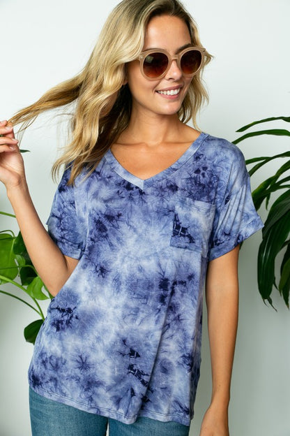 PLUS TIE DYE V NECK BOXY TOP