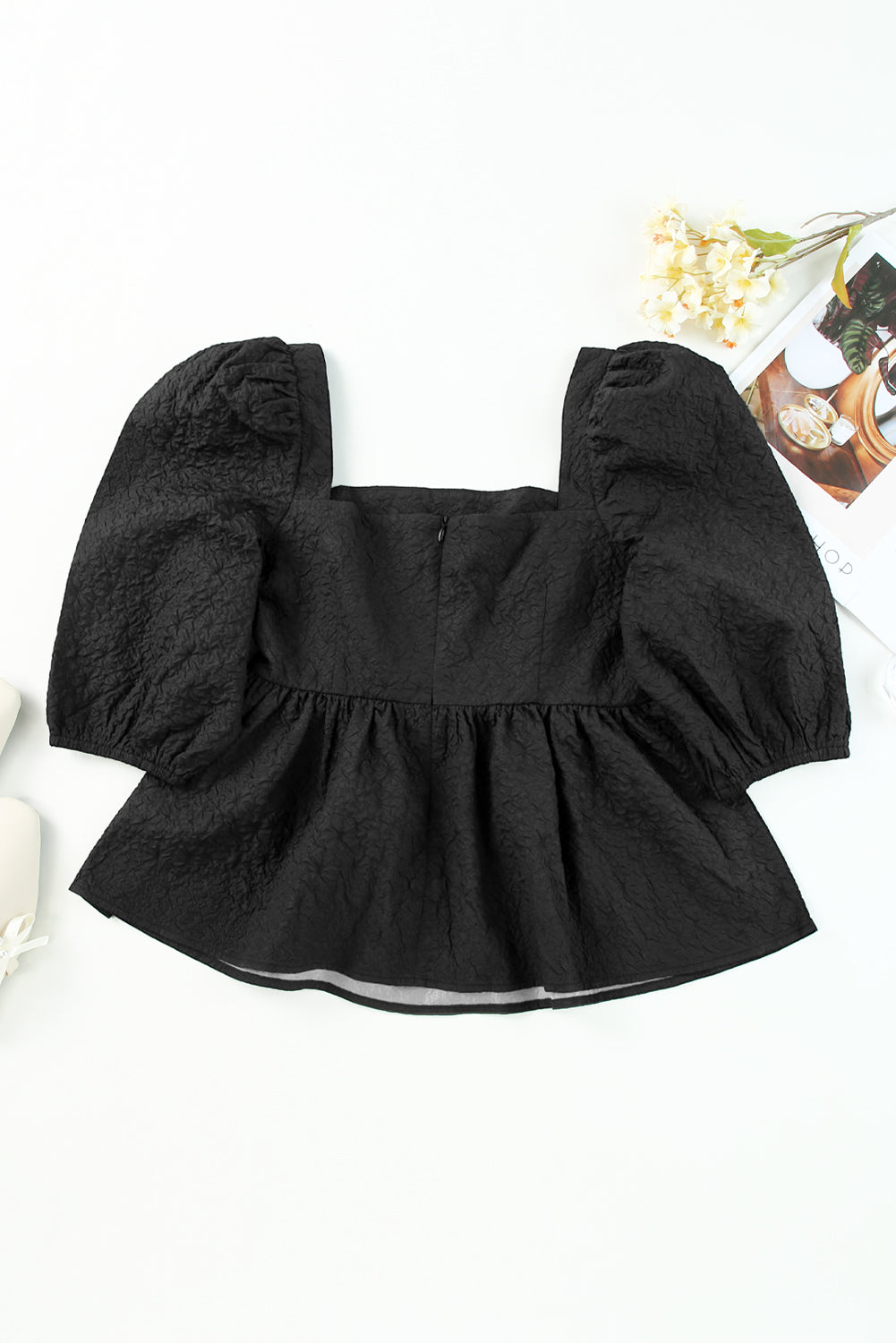 Square Neck Half Sleeve Peplum Blouse