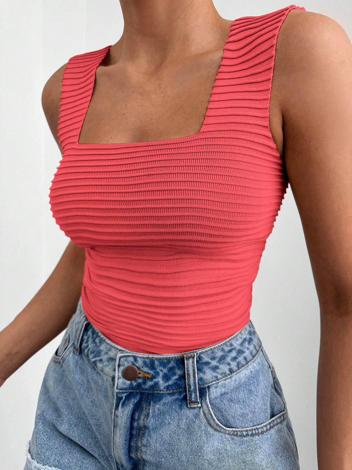 Square Neck Wide Strap Tank