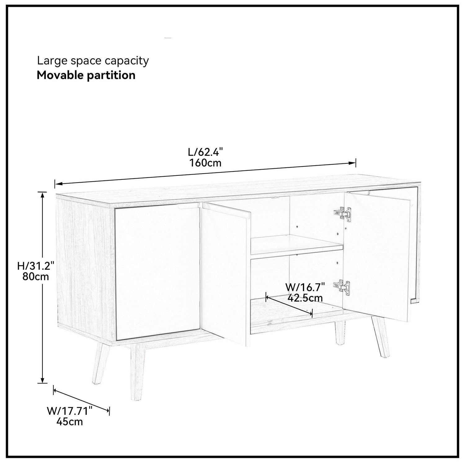 Walnut Modern Sideboard Buffet Cabinet-7