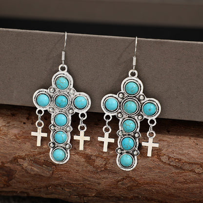 Artificial Turquoise Cross Shape Earrings