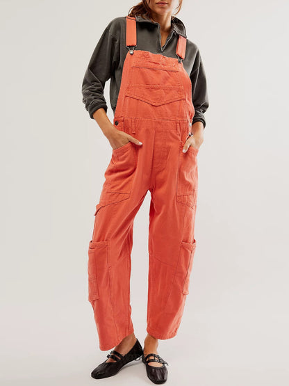 Pocketed Wide Strap Denim Overalls