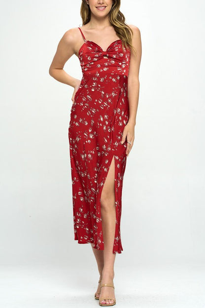 Satin floral maxi dress