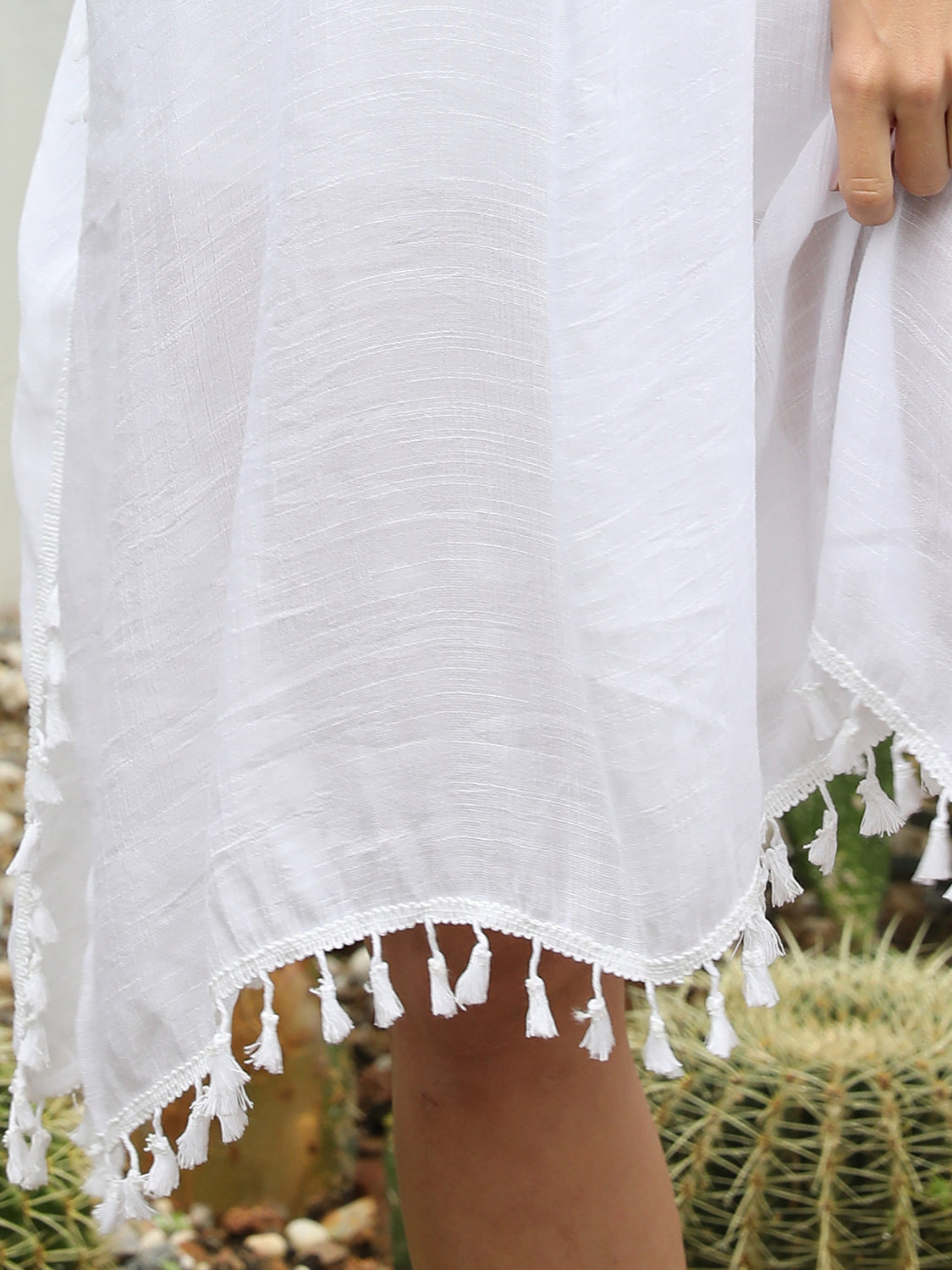 Tassel Cutout Half Sleeve Cover-Up