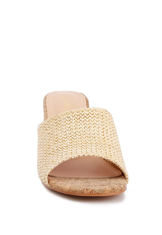 Addie Raffia Slip On Sandals