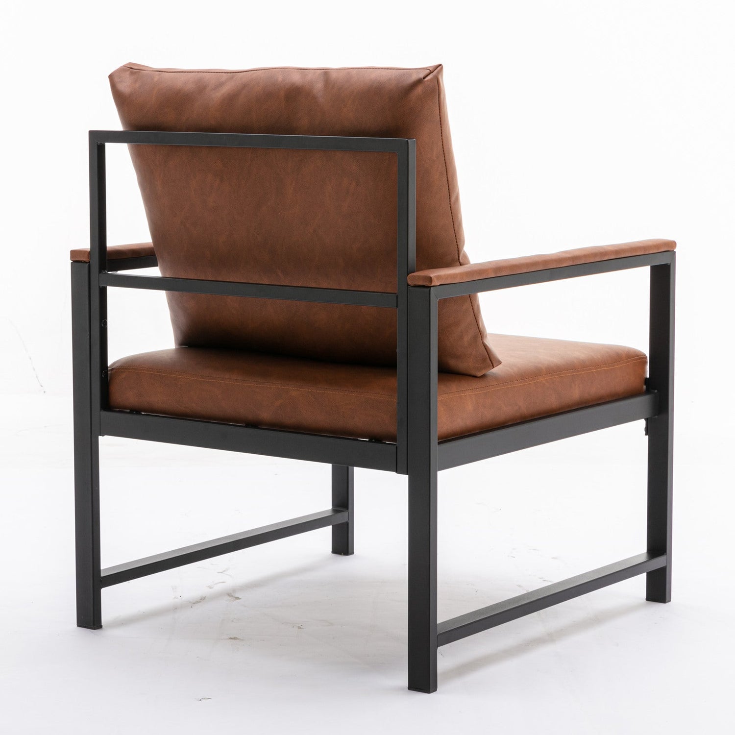 Modern Faux Leather Accent Chair with Metal Frame-7