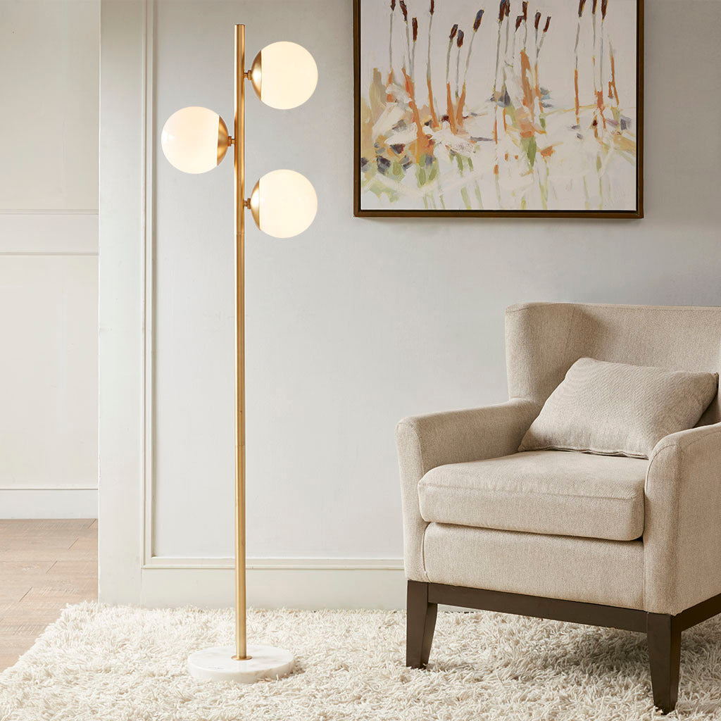 3-Globe Light Floor Lamp with Marble Base-5