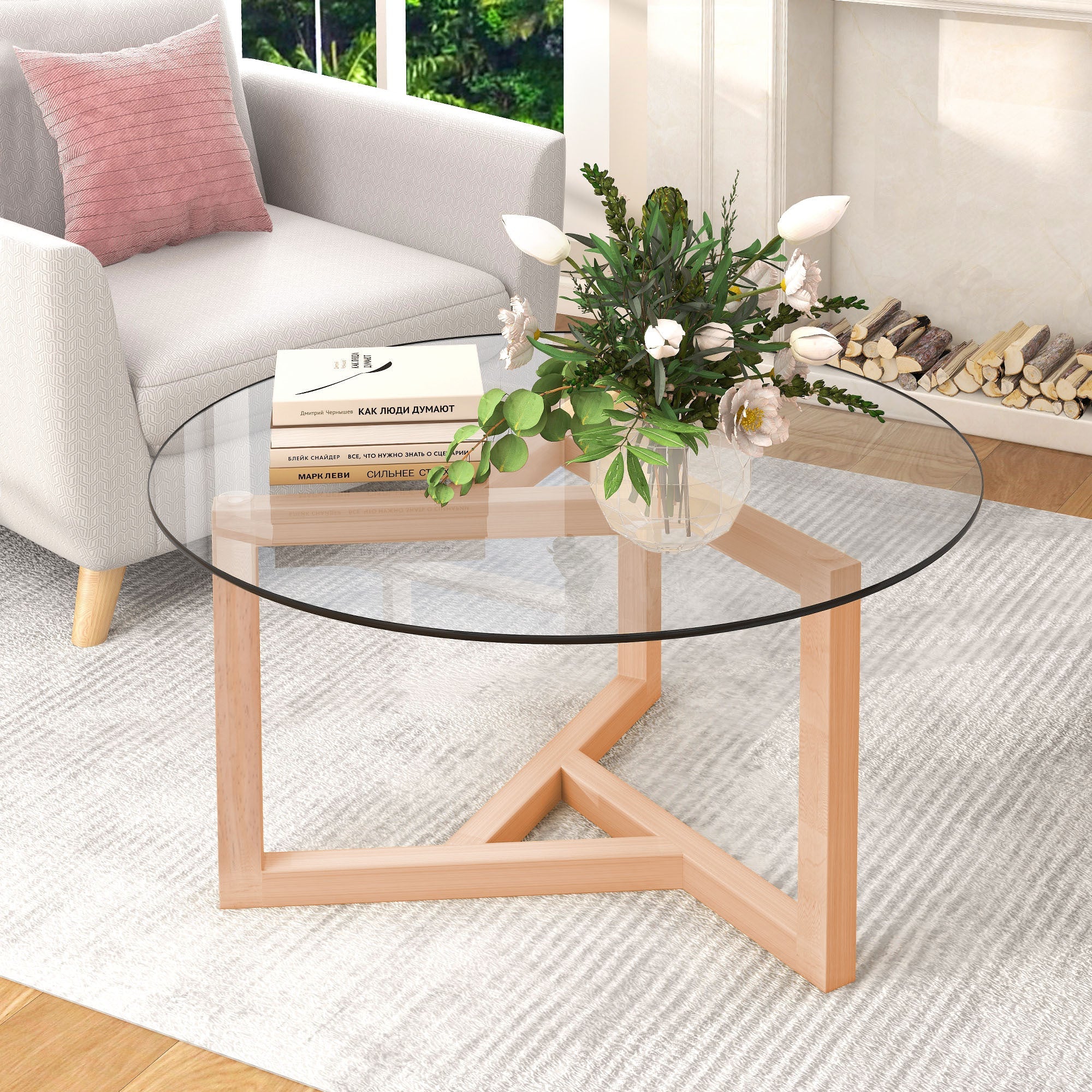 Round Glass Modern Coffee Table-2