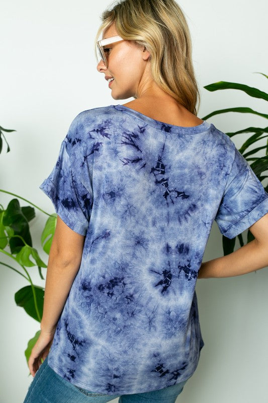 TIE DYE V NECK BOXY TOP